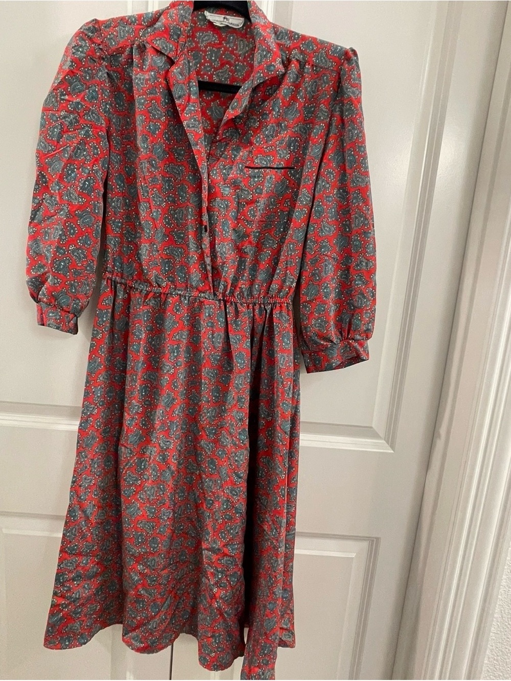 Vintage Jonathan Martin Secretary Style Midi Dress Paisley Classic Cinched Small